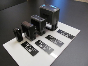 Some size options for self-Inking custom rubber stamps