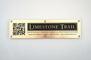 Etched and paint filled stainless steel plate with QR code & company logo